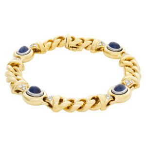 Cabochon sapphire and diamond bracelet in 18k