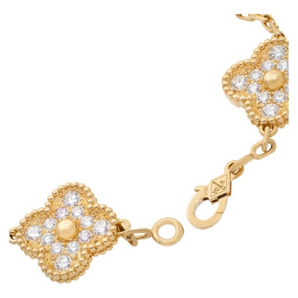 Van Cleef & Arpels Vintage Alhambra 5 diamond motif bracelet in 18k yellow gold