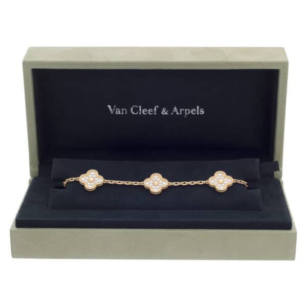 Van Cleef & Arpels Vintage Alhambra 5 diamond motif bracelet in 18k yellow gold