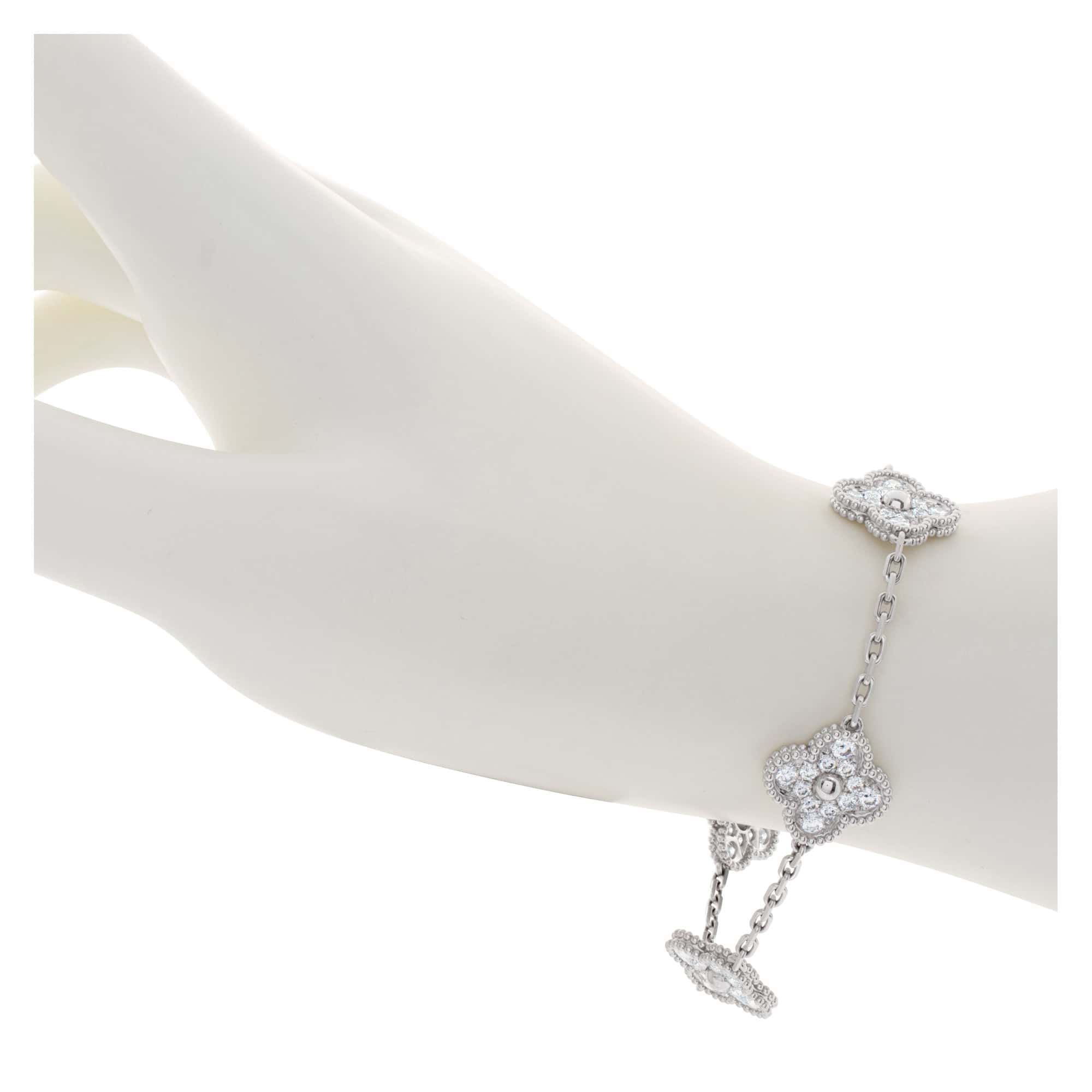 Vintage Alhambra bracelet, 5 motifs 18K white gold, Diamond - Van