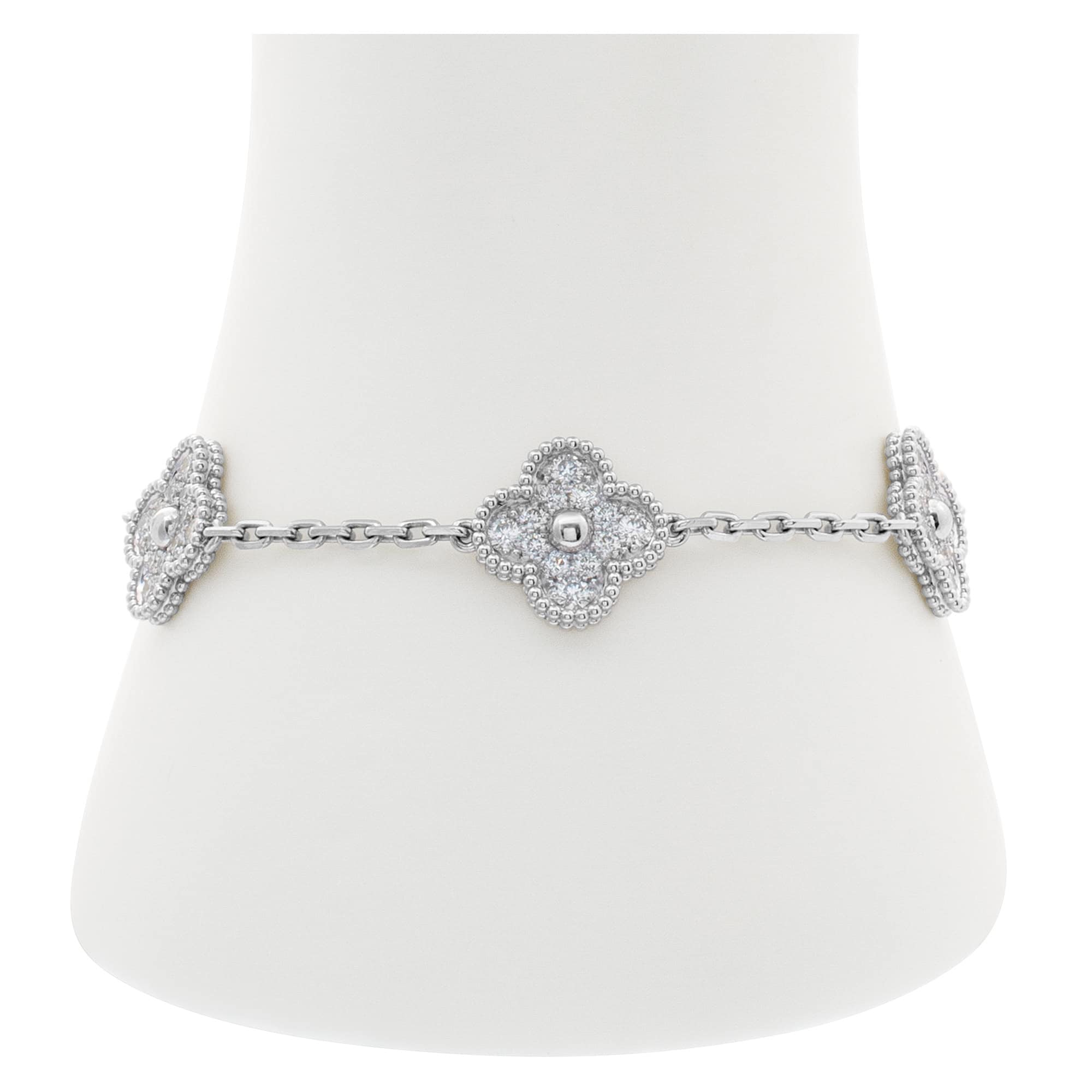 Van Cleef & Arpels Vintage Alhambra Bracelet, 5 Motifs - Rhodium-Plated 18K  White Gold Link, Bracelets - VAC30554