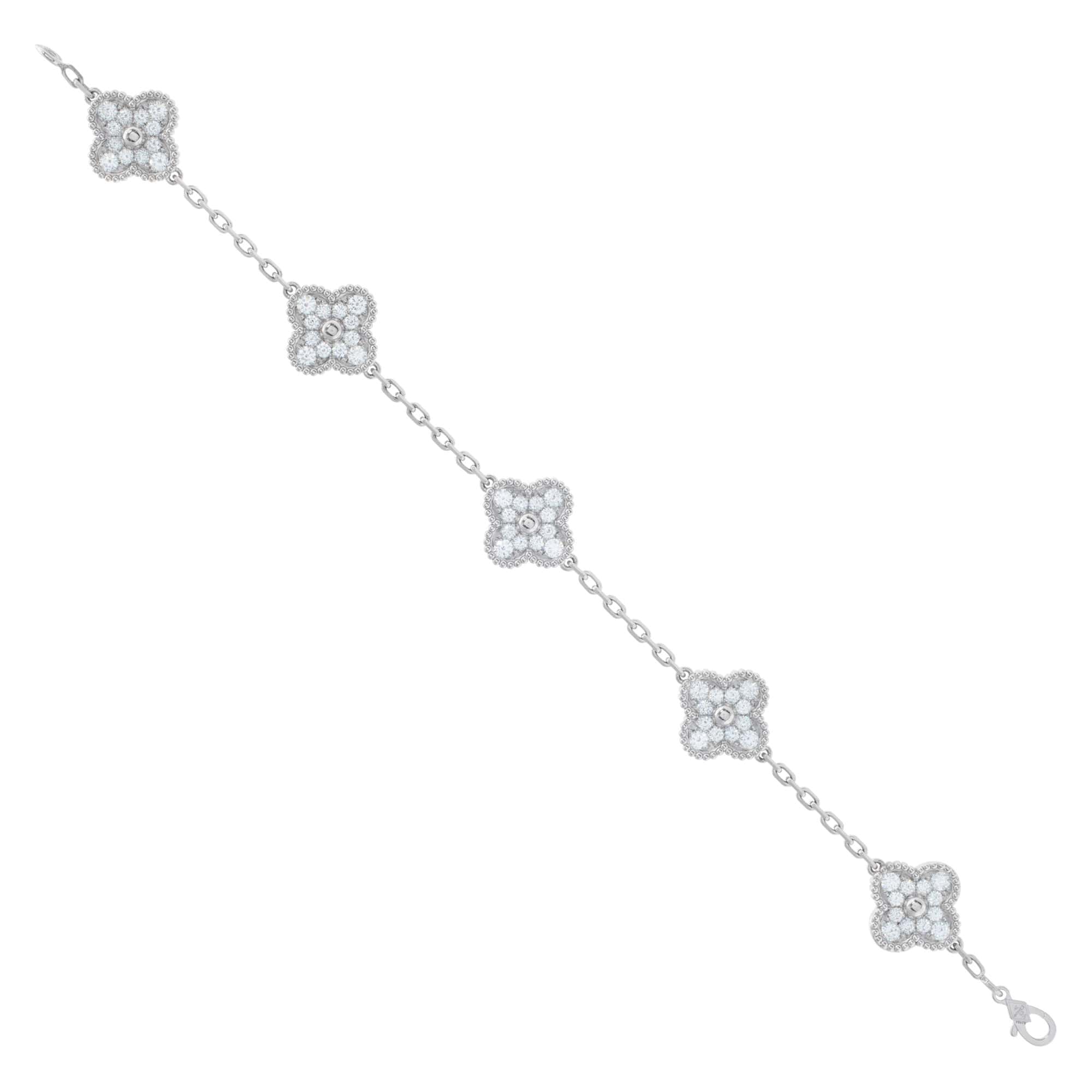 Van Cleef & Arpels Vintage Alhambra Bracelet, 5 Motifs - Rhodium-Plated 18K  White Gold Link, Bracelets - VAC30554