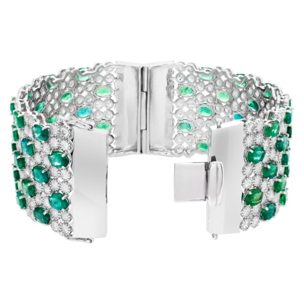 Designer signed  "Orianne", wide diamond & bracelet in 18k white gold. Approx. 15.86 carats full cut round brilliant diamonds