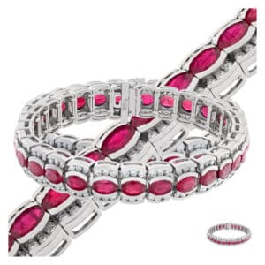 Line bracelet in 14k with 4 cts in diamonds and 17.10 cts in rubies