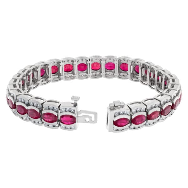 Line bracelet in 14k with 4 cts in diamonds and 17.10 cts in rubies