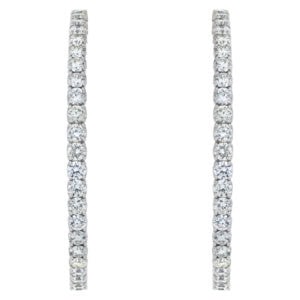 Diamond hoop earrings in 14k white gold with 3.15 carats in diamonds