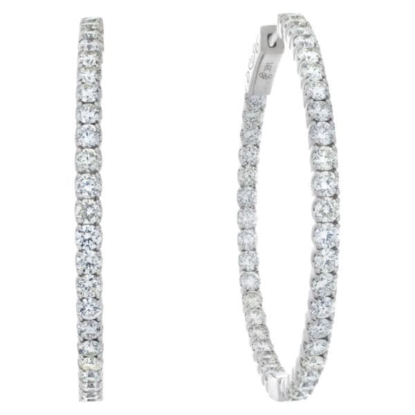 Diamond hoop earrings in 14k white gold with 3.15 carats in diamonds