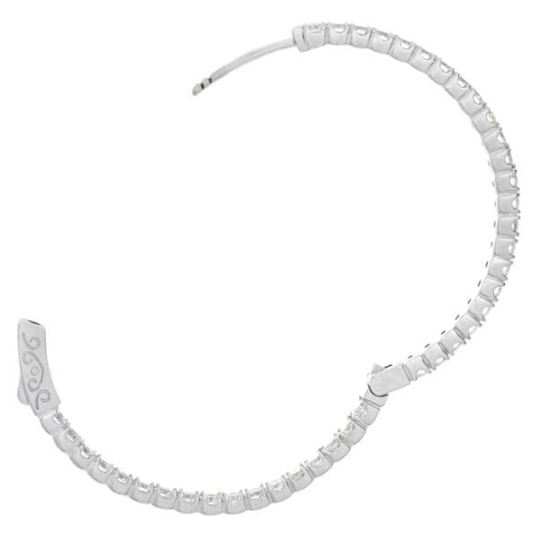 Diamond hoop earrings in 14k white gold with 3.15 carats in diamonds